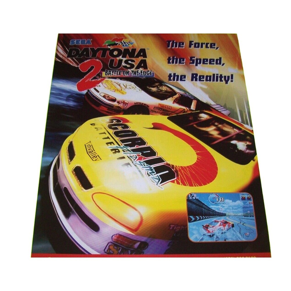 Daytona USA 2 Battle On The Edge Video Arcade Game FLYER Original UNUSED 1998
